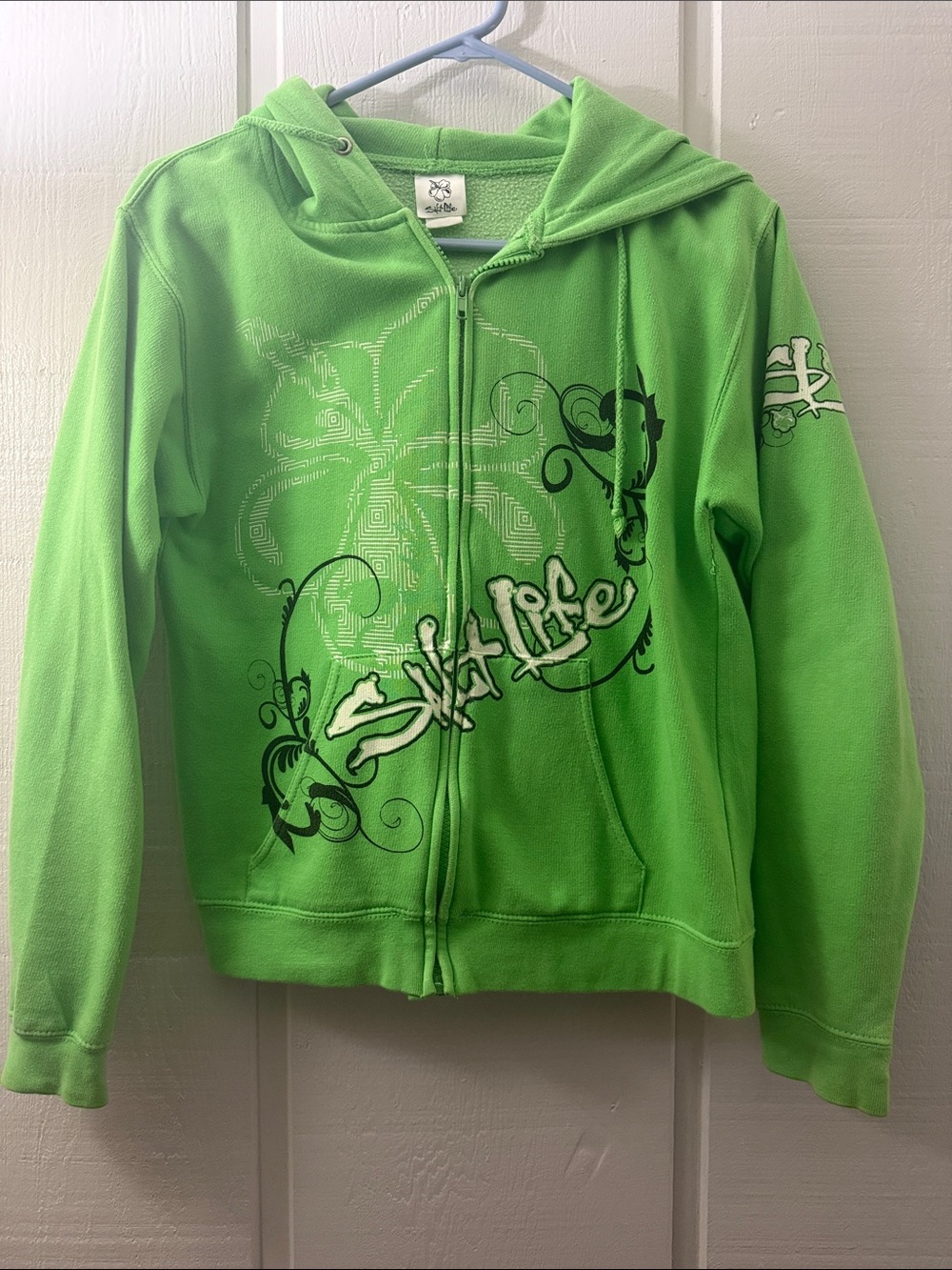 SikLife Lime Green Graphic Zip Hoodie